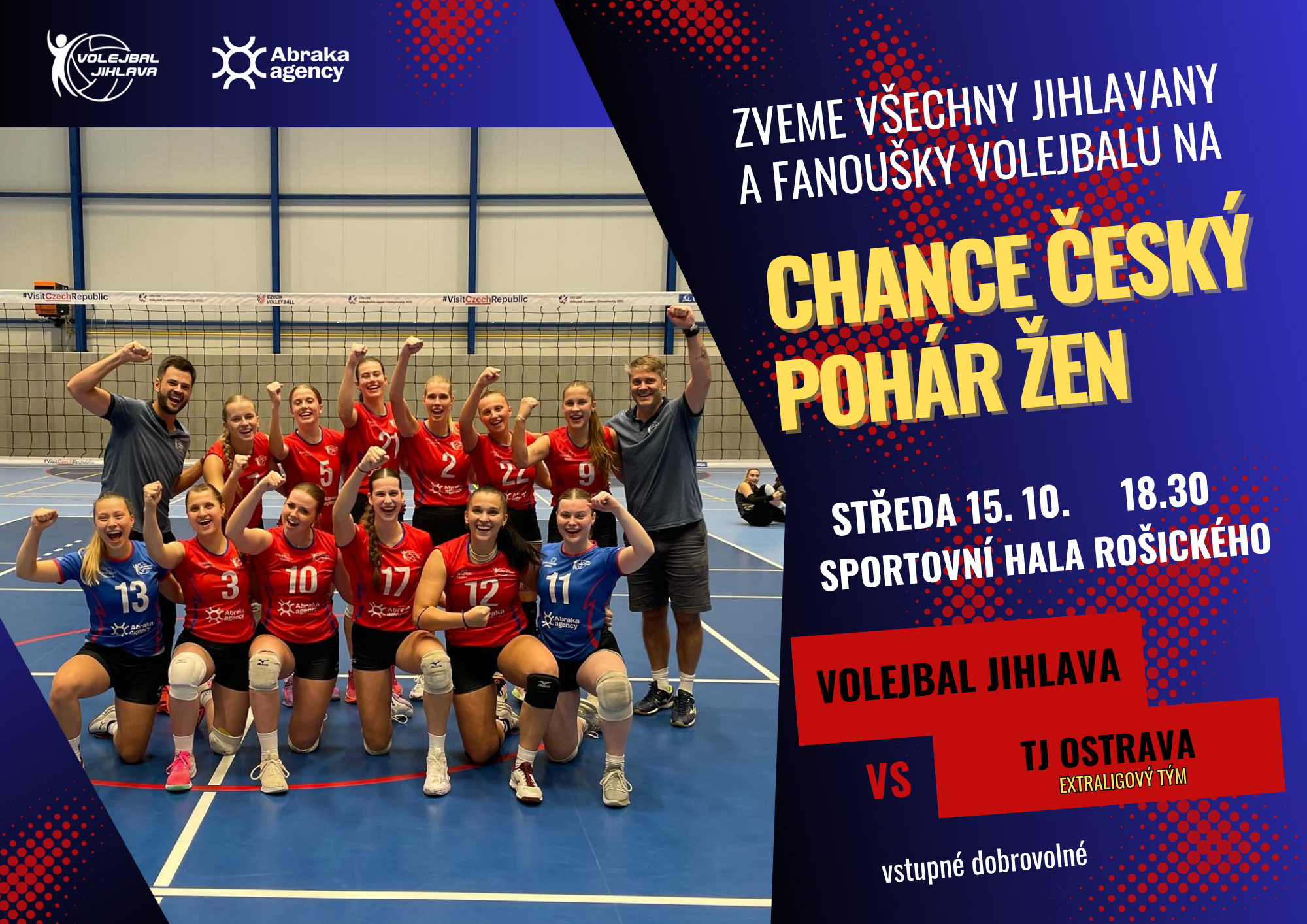Abraka agency Volejbal Jihlava přivítá extraligového soupeře v Chance Českém poháru žen