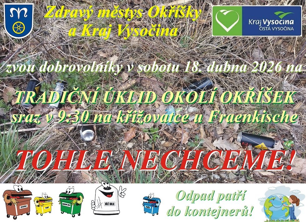 Čistá Vysočina - úklid okolí Okříšek